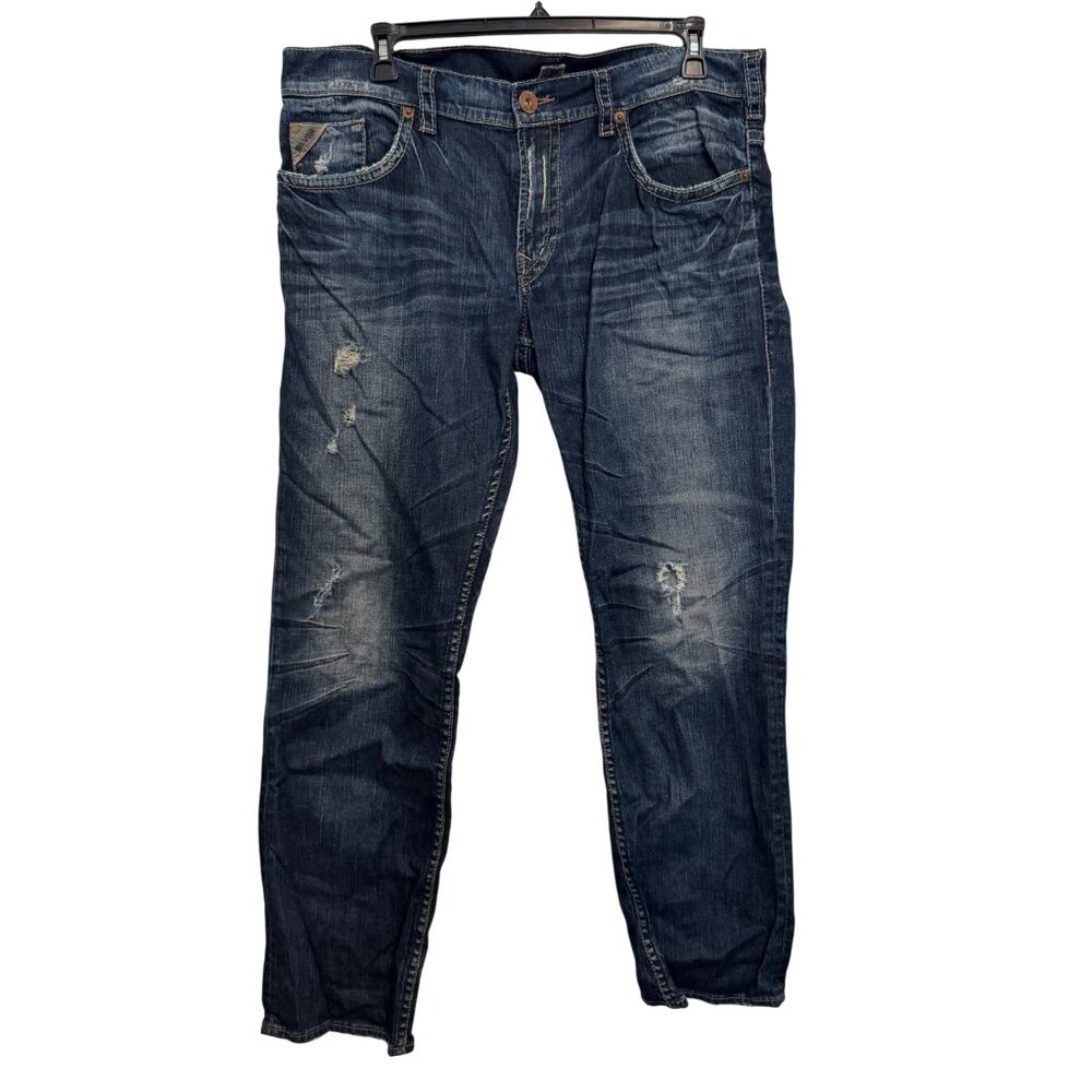 Silver Jeans Co. Konrad Men’s Distressed Denim Jeans W38/L32 Mid-Rise Straight-L
